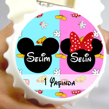 Minnie ve Mickey Mouse Temalı İkiz Kapak Şekilli Magnet Açacak