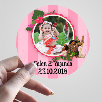 Moana Pink Temalı Resimli Sticker