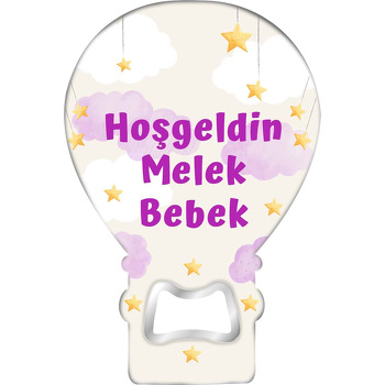 Mor Beyaz Bulutlar ile Yıldızlar Temalı Balon Magnet Açacak