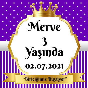 Mor Beyaz Puantiye ile Gold Çerçeve Temalı Doğum Günü Parti Afiş