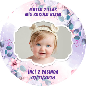 Mor Çiçekler Temalı Resimli Sticker