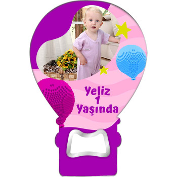 Mor ile Mavi Desenli Balon Temalı Balon Magnet Açacak