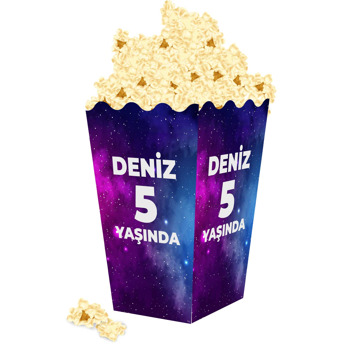 Mor Mavi Galaxy Fon Temalı Popcorn Kutusu