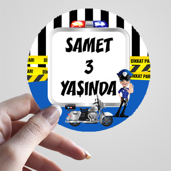 Motorlu Polis Temalı Parti Sticker