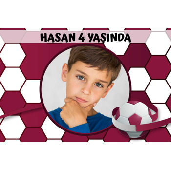 Mürdüm Beyaz Futbol Desen Temalı Doğum Günü Magnet