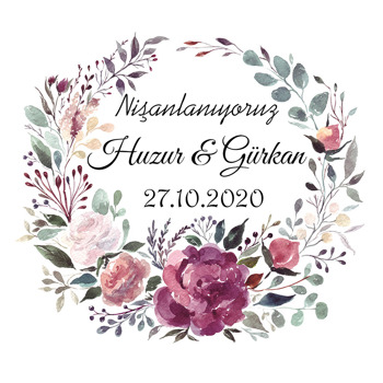 Mürdüm Gül Temalı Söz Nişan Nikah Sticker