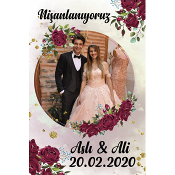 Mürdüm Renkli Gül Söz Nişan Nikah Temalı Magnet