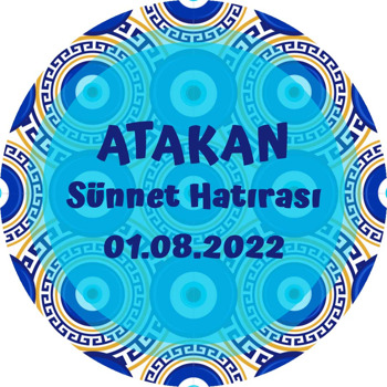 Nazar Boncuğu ile Grek Desen Temalı Sticker