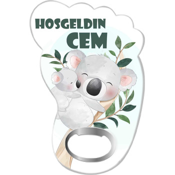 Neşeli Anne Çocuk Koala Temalı Ayak İzi Magnet Açacak