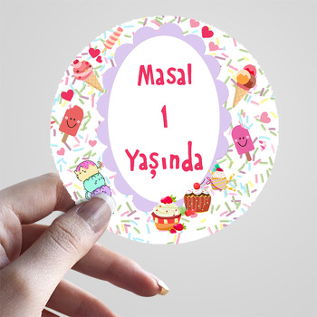 Neşeli Dondurmalar Temalı Parti Sticker