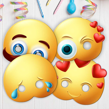 Neşeli Emojiler 1 Temalı Parti Maskesi