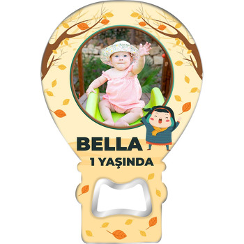 Neşeli Kız Çocuğu ile Sonbahar Yaprakları Temalı Balon Magnet Açacak