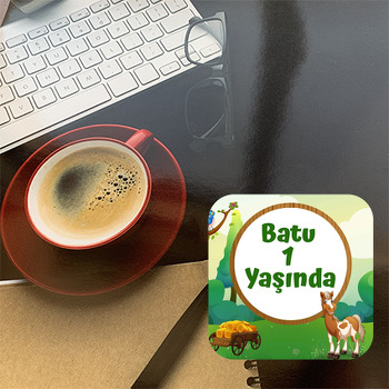 Neşeli Tay Temalı Bardak Altlığı