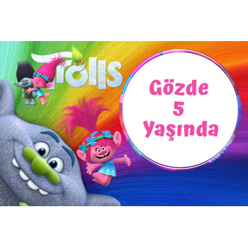 Neşeli Troller Temalı Doğum Günü Afiş