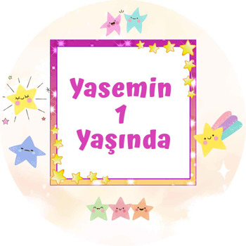 Neşeli Yıldız Temalı Akrilik Daire Magnet