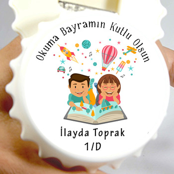 Okuyorum Bayramı Temalı Kapak Şekilli Magnet Açacak