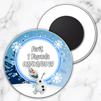 Olaf Frozen Temalı Daire Plastik Magnet