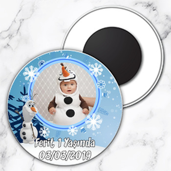 Olaf Frozen Temalı Resimli Daire Plastik Magnet