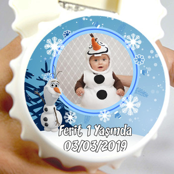 Olaf Frozen Temalı Resimli Kapak Şekilli Magnet Açacak