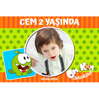 Om Nom Temalı Doğum Günü Magnet