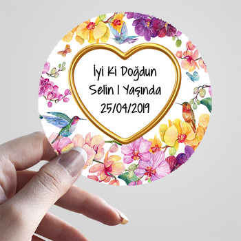 Orkide Temalı Doğum Günü Sticker