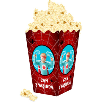 Örümcek Kırmızı Fon Temalı Popcorn Kutusu