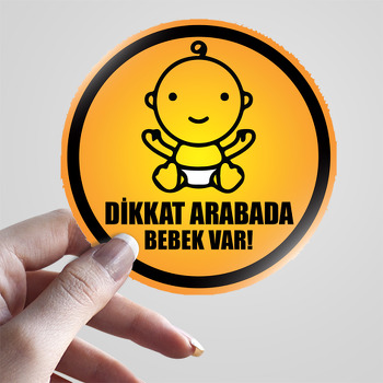 Oturan Bebek ile Dikkat Bebek Var Temalı Sticker