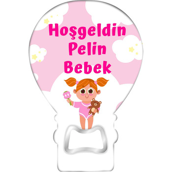 Oyuncak Çıngıraklı Kız ile Pembe Fon Temalı Balon Magnet Açacak