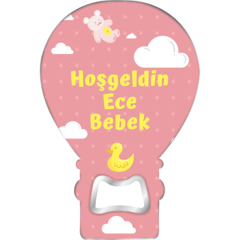 Oyuncak Ördek ile Ayıcık Pembe Fon Temalı Balon Magnet Açacak