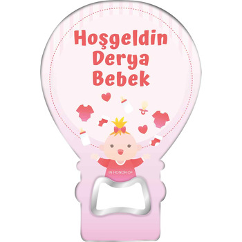 Palmiye Saçlı Bebek Temalı Balon Magnet Açacak