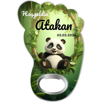 Panda Bambu Ormanında Temalı Ayak İzi Magnet Açacak