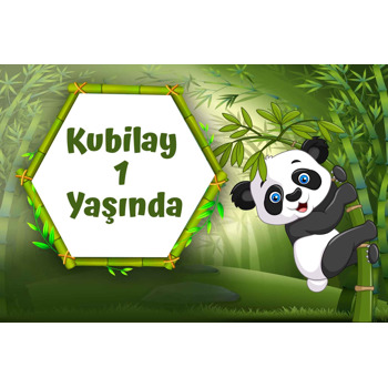 Panda ile Bambu Ormanı Temalı Doğum Günü Afiş