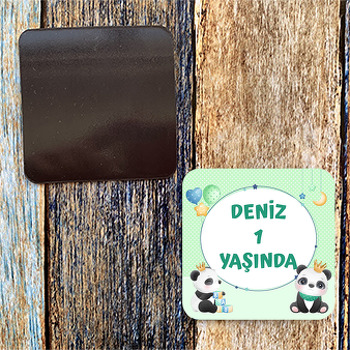 Panda ile Yıldız Çerçeve Temalı Doğum Günü Magnet