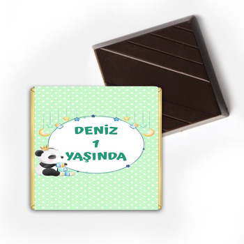 Panda ile Yıldızlı Çerçeve Temalı Çikolata Sargısı