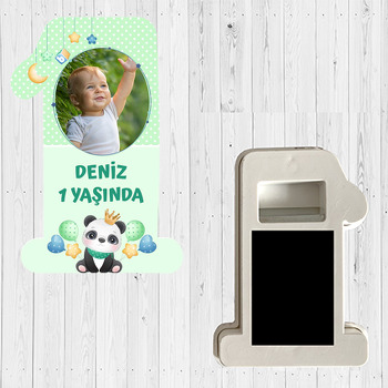 Panda ile Yıldızlı Çerçeve Temalı  Doğum Günü Magnet Açacak