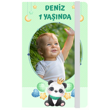 Panda ile Yıldızlı Çerçeve Temalı Kişiye Anı Özel Defter