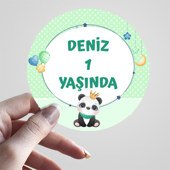 Panda ile Yıldızlı Çerçeve Temalı Sticker