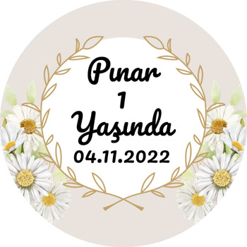 Papatya ile Yaprak Çerçeve Temalı Sticker