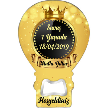 Parıltılı Gold Simli Temalı Balon Magnet Açacak