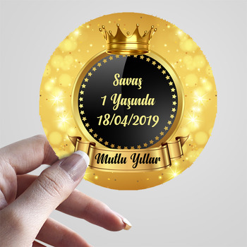 Parıltılı Gold Simli Temalı Doğum Günü Sticker