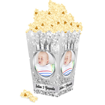 Parıltılı Gümüş Simli Temalı Popcorn Kutusu