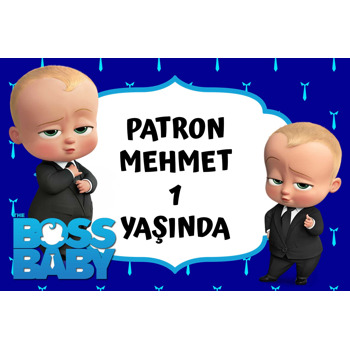 Patron Bebek ile Kravat Fon Temalı Doğum Günü Magnet