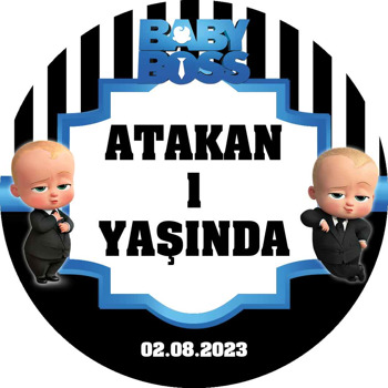 Patron Bebek Mavi Çerçeve Çizgili Fon Temalı Sticker