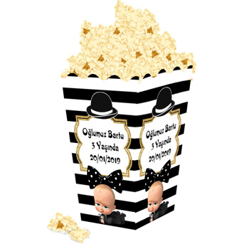 Patron Bebek Siyah Beyaz Temalı Popcorn Kutusu