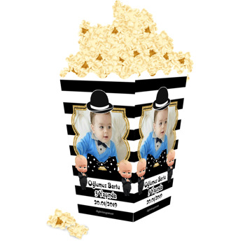 Patron Bebek Siyah Beyaz Temalı Popcorn Kutusu