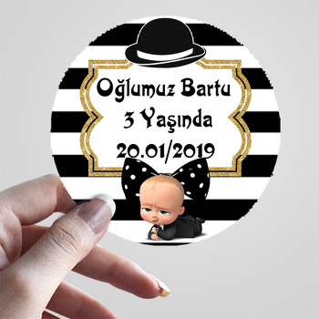 Patron Bebek Siyah Beyaz Temalı Sticker