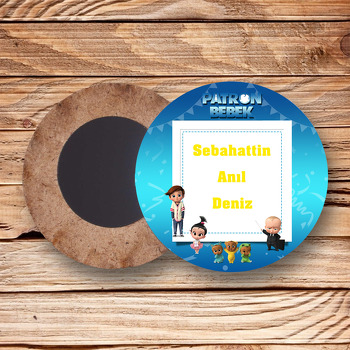 Patron Bebek Temalı Ahşap Daire Magnet