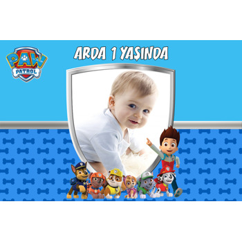 Paw Patrol Mavi Temalı Doğum Günü Afiş