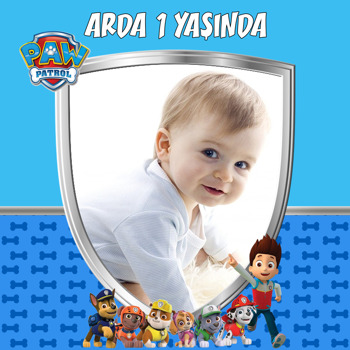 Paw Patrol Mavi Temalı Kare Parti Afiş