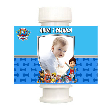 Paw Patrol Mavi Temalı Köpük Baloncuk Etiketi